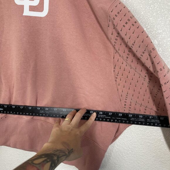 San Diego Padres Sweatshirt Womens XL Pink MLB Baseball Nike Swoosh Sleeve Crop - Picture 7 of 16